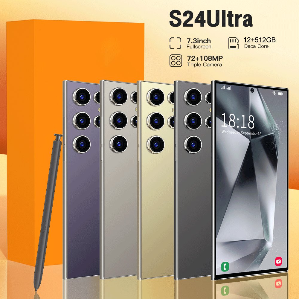 S24Ultra Smart Phone - 7.3" HD Screen, Android 14, Dual SIM Dual Standby, 6+128GB, 128GB Memory Card, Face ID, 5G/4G/3G/GPS